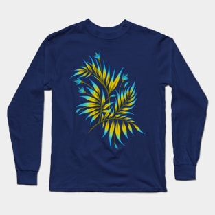 Waikiki Palm - Yellow / Blue Long Sleeve T-Shirt